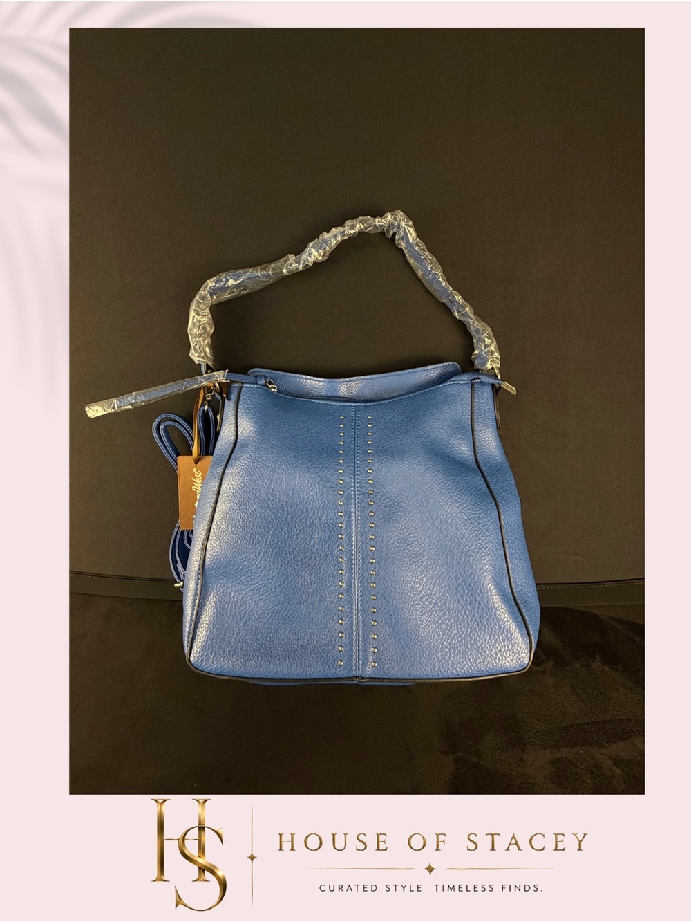 NWT Montana West Blue Studded Hobo Shoulder Crossbody Bag Purse